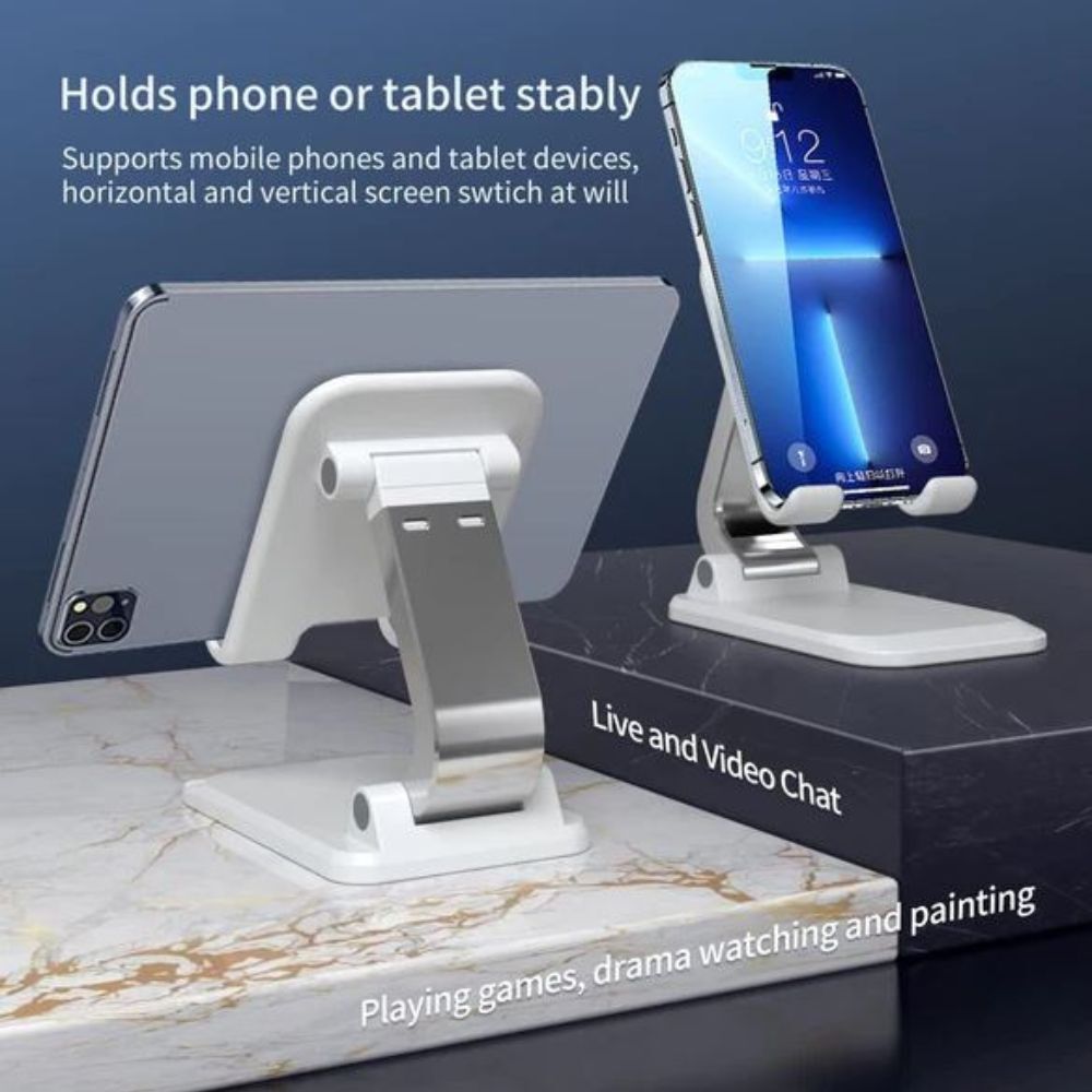 Universal Adjustable Mobile Phone Tablet iPad Desktop Metal Stand Holder (White)