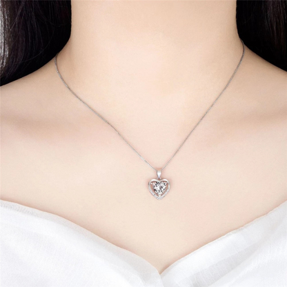 S925 Sterling Silver Eternal Heart Pendant CZ Diamond Necklace