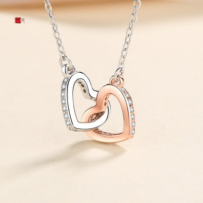 S925 Interlocking Hearts Sterling Silver Necklace