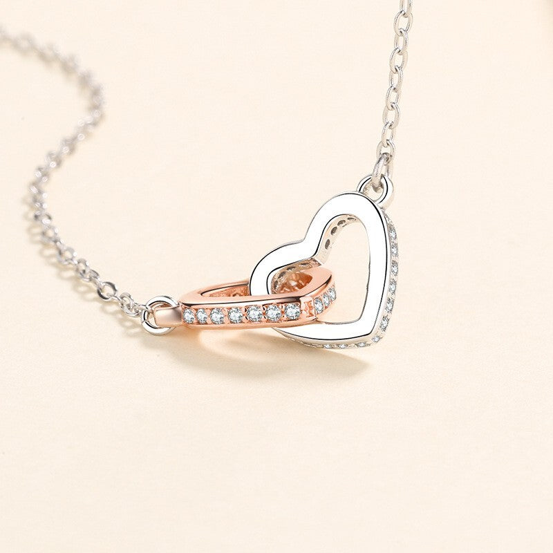 S925 Interlocking Hearts Sterling Silver Necklace