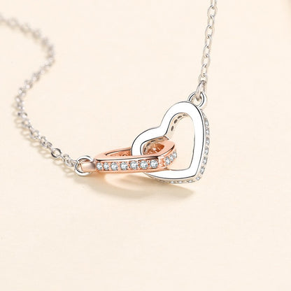 S925 Interlocking Hearts Sterling Silver Necklace