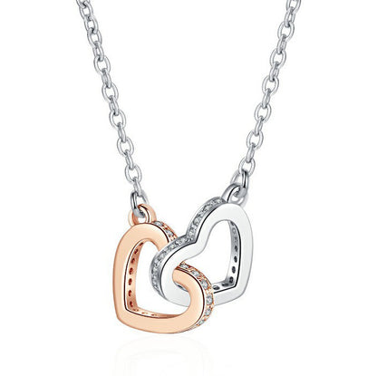 S925 Interlocking Hearts Sterling Silver Necklace