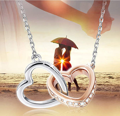 S925 Interlocking Hearts Sterling Silver Necklace