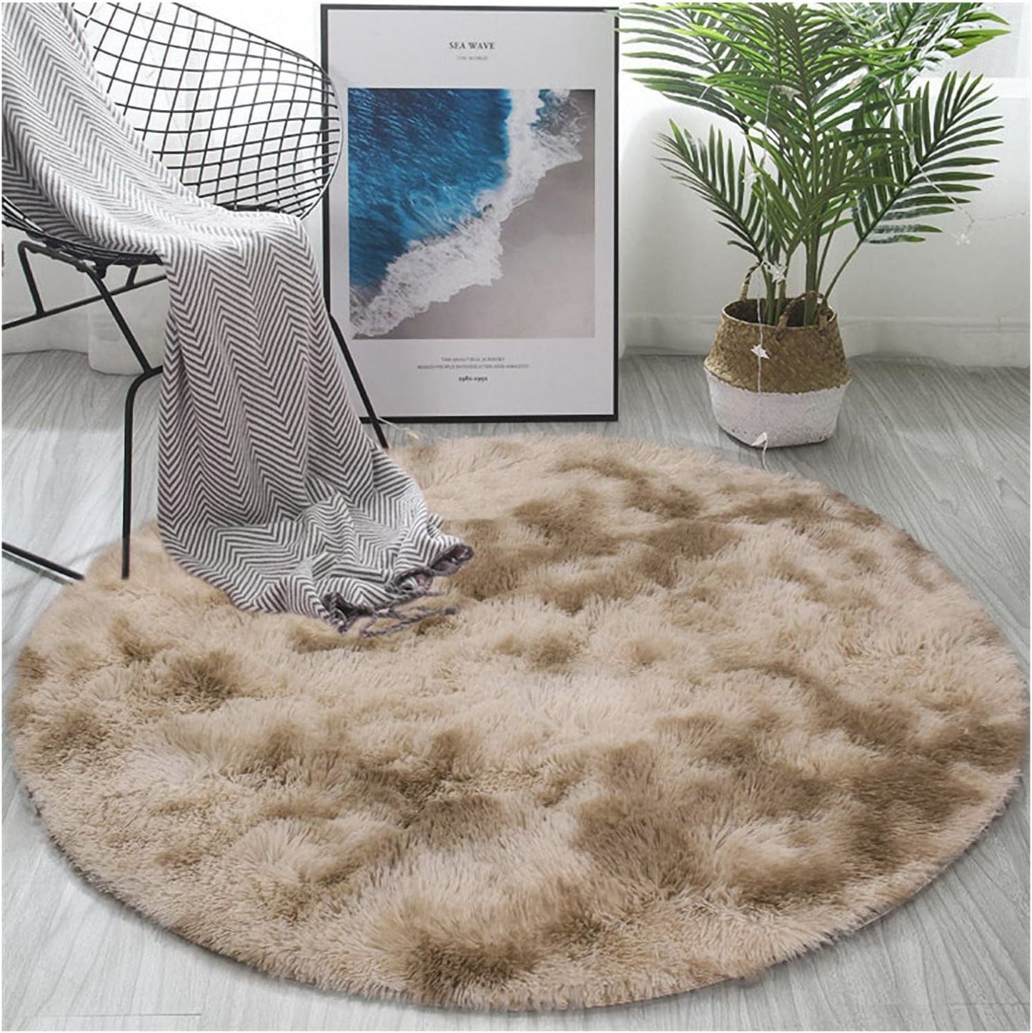 Infinity Round Shag Rug (Tan)