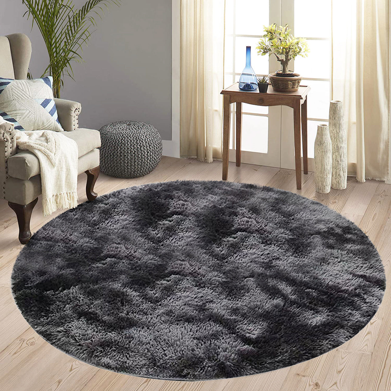 Large 2m Infinity Round Shag Rug (Charcoal & Grey)