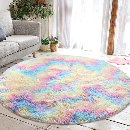 Large 2m Infinity Round Shag Rug (Rainbow Dream)