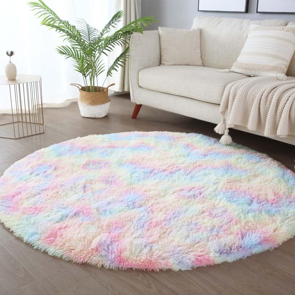 Large 2m Infinity Round Shag Rug (Rainbow Dream)