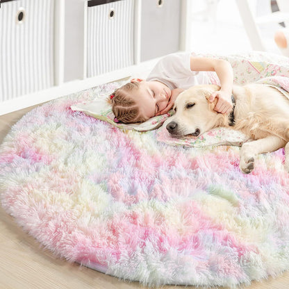 Large 2m Infinity Round Shag Rug (Rainbow Dream)