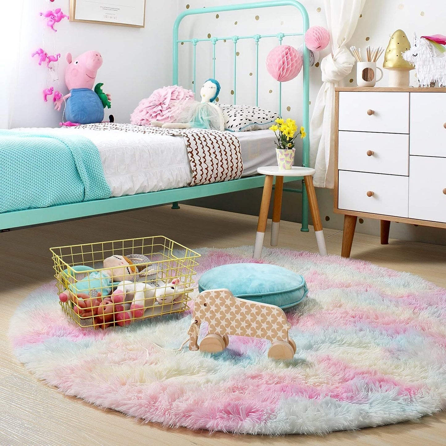 Large 2m Infinity Round Shag Rug (Rainbow Dream)