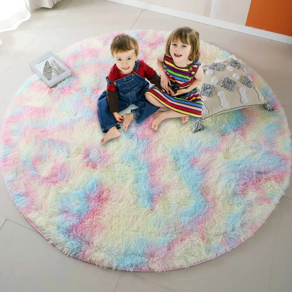 Large 2m Infinity Round Shag Rug (Rainbow Dream)