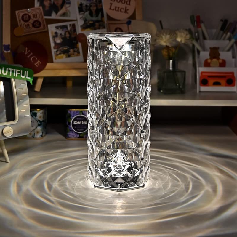 Rose Diamond Crystal LED Table Lamp Touch Sensor Night Light