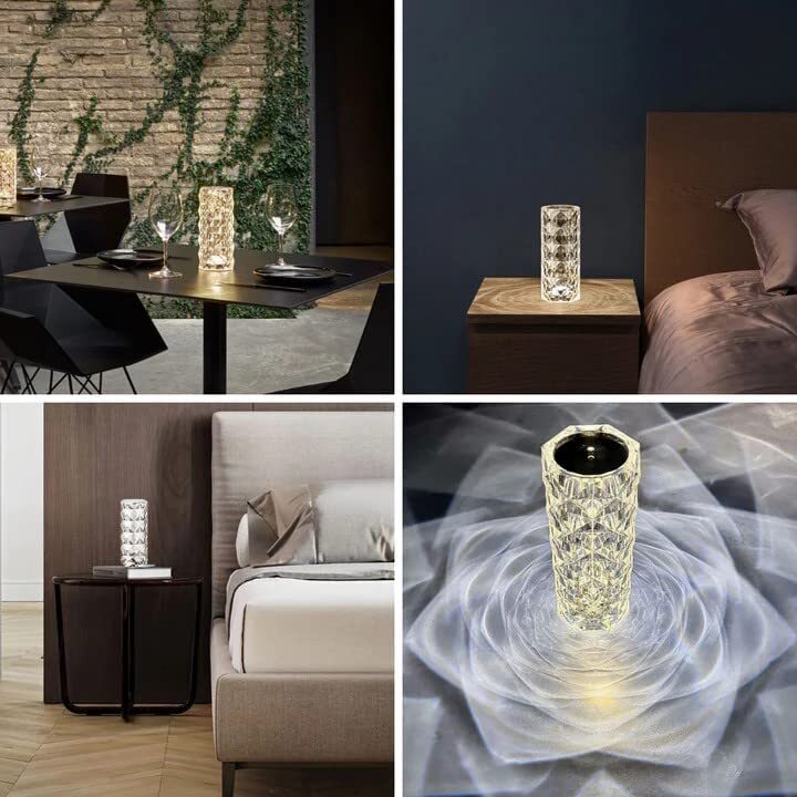 Rose Diamond Crystal LED Table Lamp Touch Sensor Night Light