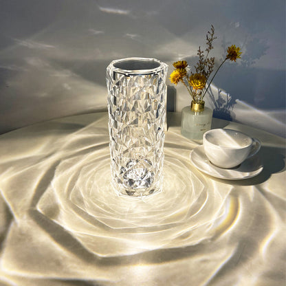 Rose Diamond Crystal LED Table Lamp Touch Sensor Night Light