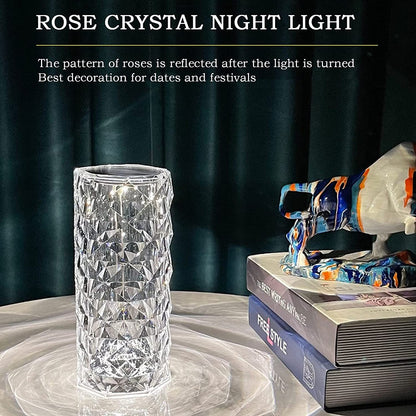 Rose Diamond Crystal LED Table Lamp Touch Sensor Night Light