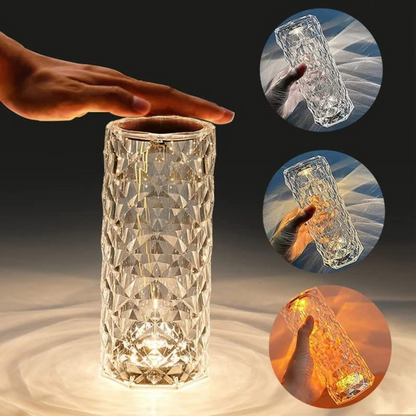 Rose Diamond Crystal LED Table Lamp Touch Sensor Night Light