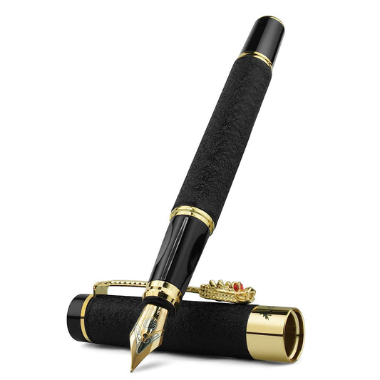 Classic Designer Dragon Metal Ink Fountain Pen (Black Frosted)