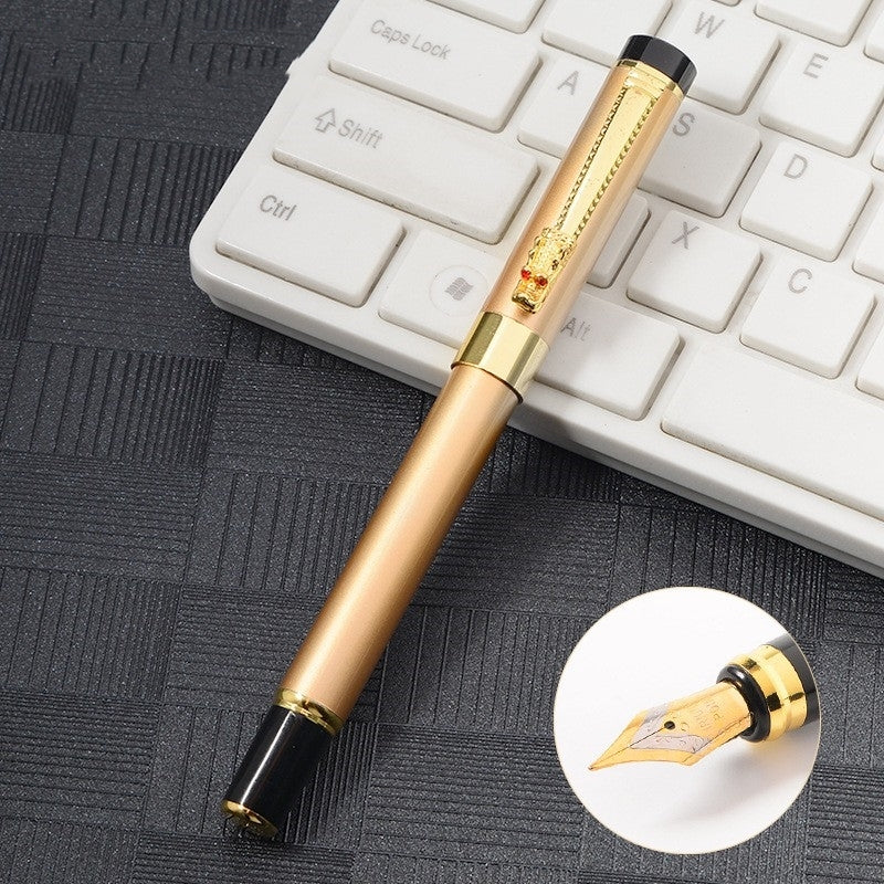 Classic Designer Dragon Metal Ink Fountain Pen (Gold)