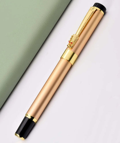 Classic Designer Dragon Metal Ink Fountain Pen (Gold)