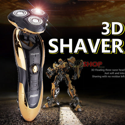 3D Floating 3-Head Rotating Rechargeable Electric Shaver (Gold)