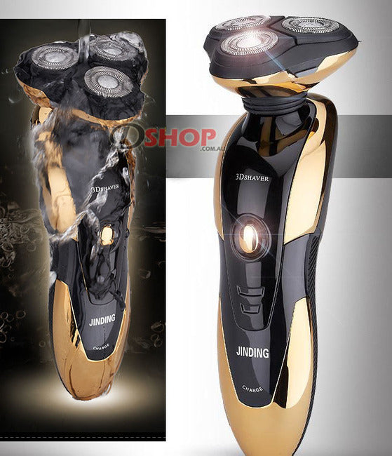 3D Floating 3-Head Rotating Rechargeable Electric Shaver (Gold)