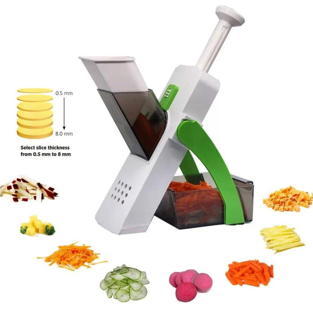 Safe Slice Mandoline Slicer Kitchen Chopper Food Processor Vegetable Dicer Cutter (Green)