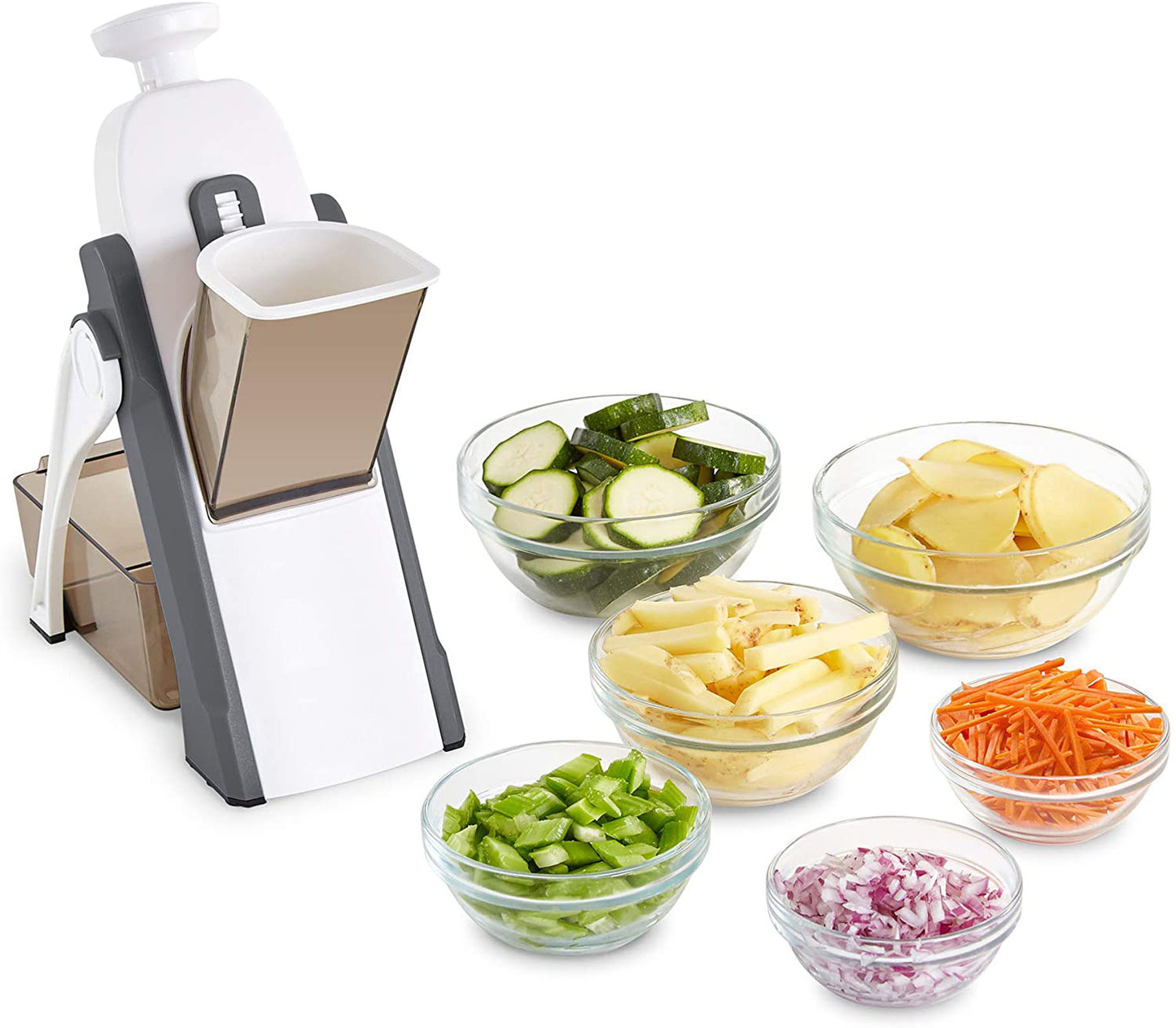 Safe Slice Mandoline Slicer Kitchen Chopper Food Processor Vegetable Dicer Cutter (Grey)