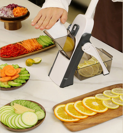 Safe Slice Mandoline Slicer Kitchen Chopper Food Processor Vegetable Dicer Cutter (Grey)