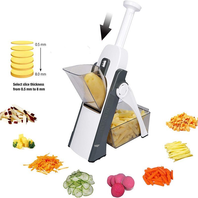 Safe Slice Mandoline Slicer Kitchen Chopper Food Processor Vegetable Dicer Cutter (Grey)