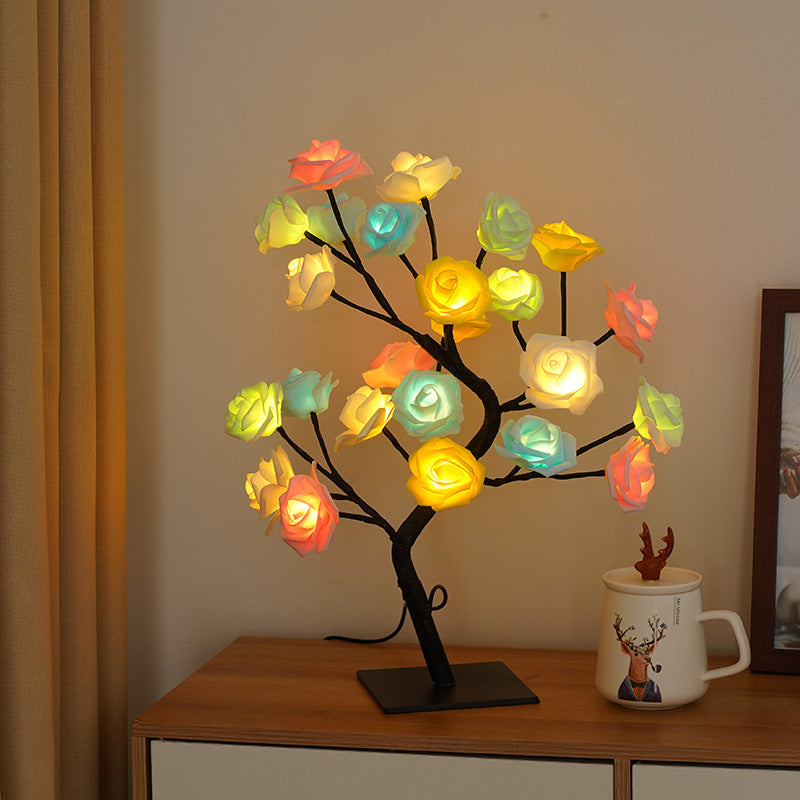 Rose Flower Tree Decorative Lamp LED USB Coloirful Night Light