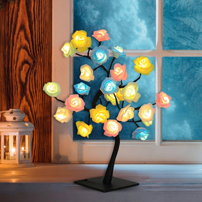 Rose Flower Tree Decorative Lamp LED USB Coloirful Night Light