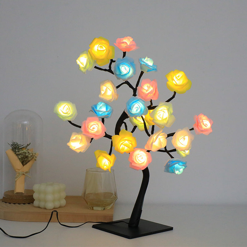 Rose Flower Tree Decorative Lamp LED USB Coloirful Night Light