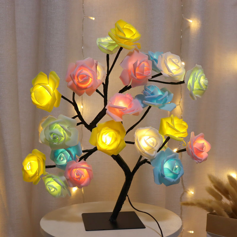 Rose Flower Tree Decorative Lamp LED USB Coloirful Night Light