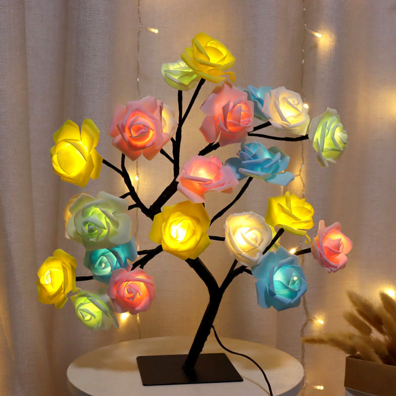 Rose Flower Tree Decorative Lamp LED USB Coloirful Night Light