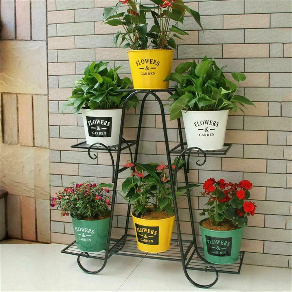 6-tier Metal Plant Stand Shelf Display Rack Flower Pot Holder Garden Storage Organizer