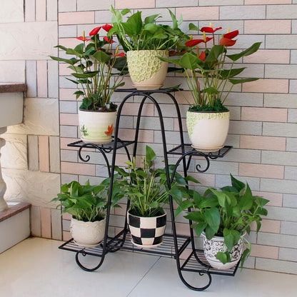 6-tier Metal Plant Stand Shelf Display Rack Flower Pot Holder Garden Storage Organizer