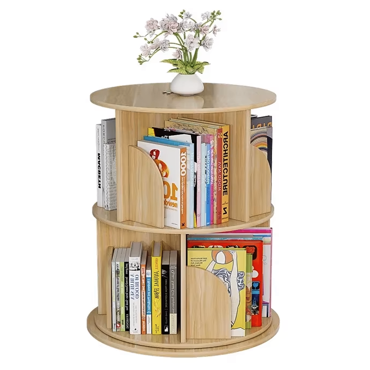 Sanctuary 360-degree Rotating 2 Tier Display Shelf Bookcase Organiser (Oak)