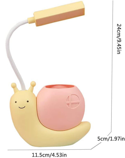 Multifunction Adorable Snail LED Desk Lamp USB Rechargeable Night Light Pen Holder