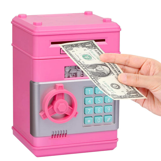 Automatic Safe Electronic Piggy Bank ATM Money Box (Pink)