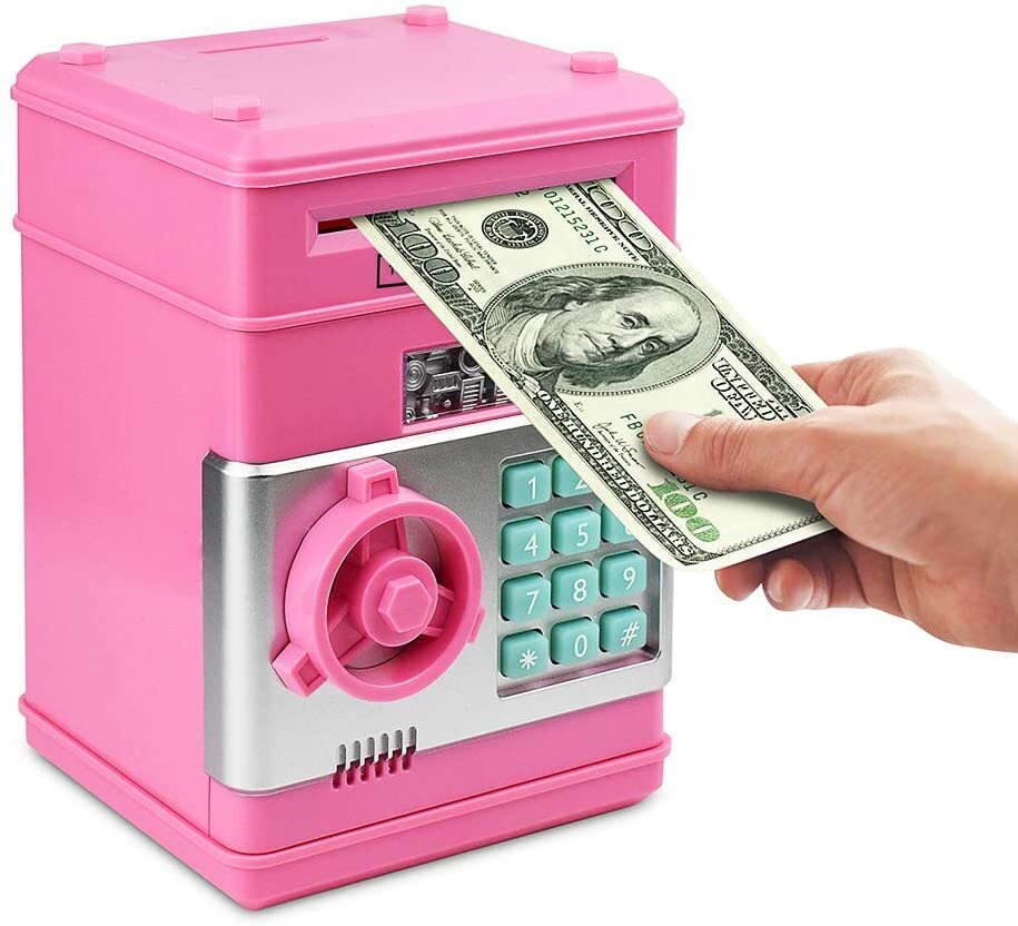 Automatic Safe Electronic Piggy Bank ATM Money Box (Pink)