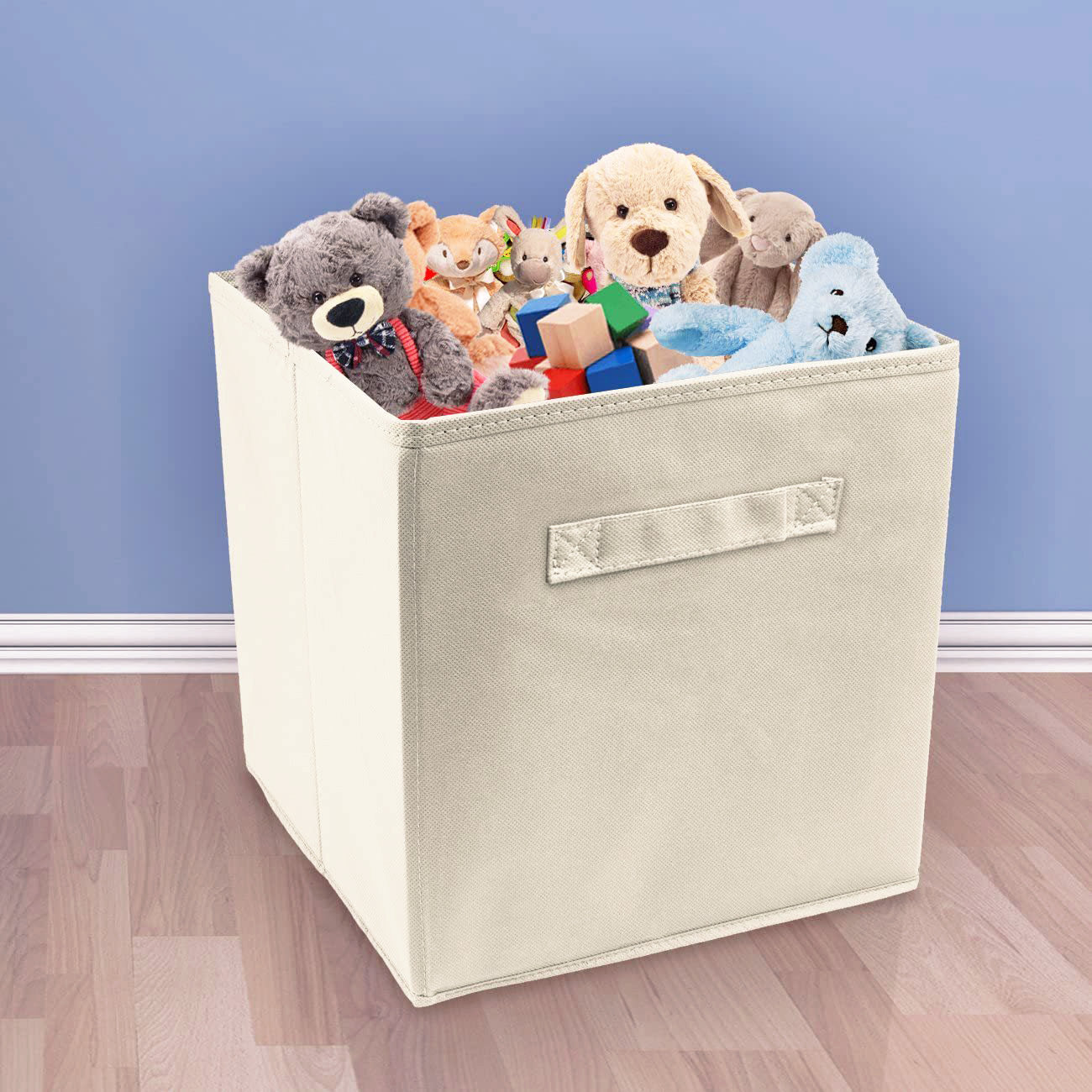 Foldable Storage Cube Basket Bin Collapsible Box Organizer (Beige)