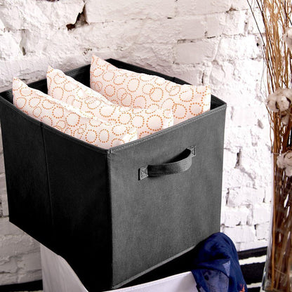 Foldable Storage Cube Basket Bin Collapsible Box Organizer (Black)