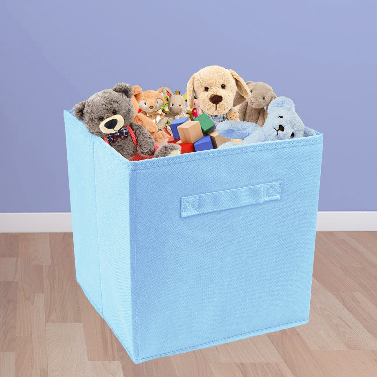 Foldable Storage Cube Basket Bin Collapsible Box Organizer (Sky Blue)