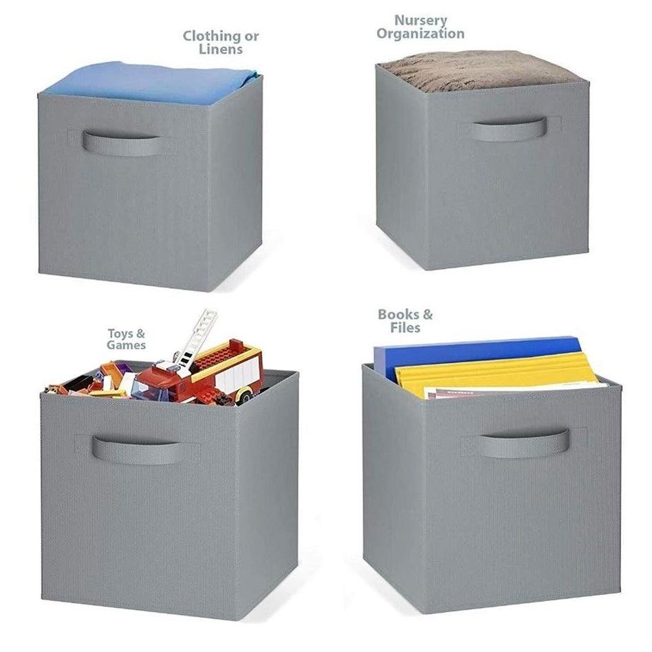 Foldable Storage Cube Basket Bin Collapsible Box Organizer (Grey)