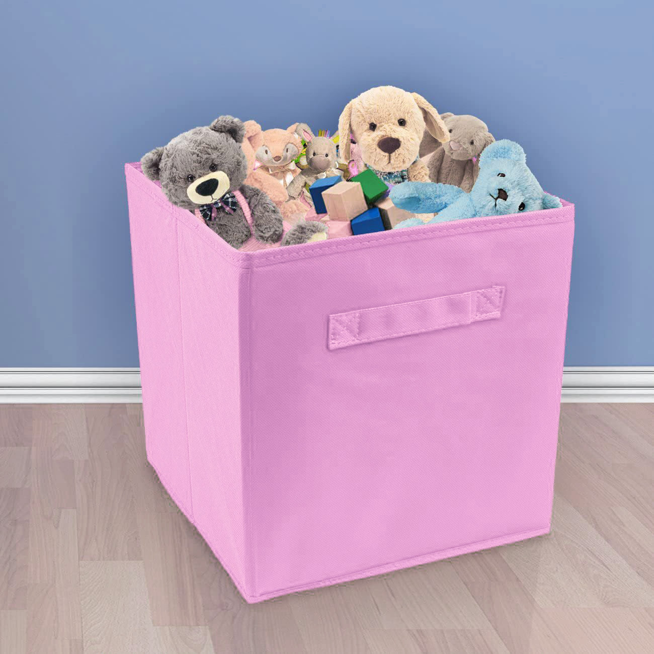 Foldable Storage Cube Basket Bin Collapsible Box Organizer (Pink)