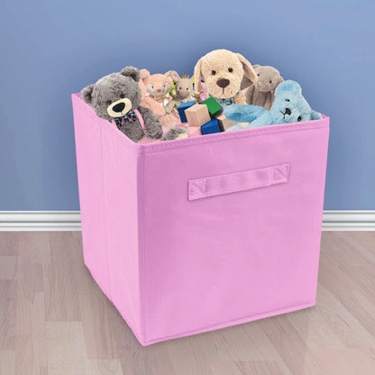 Foldable Storage Cube Basket Bin Collapsible Box Organizer (Pink)