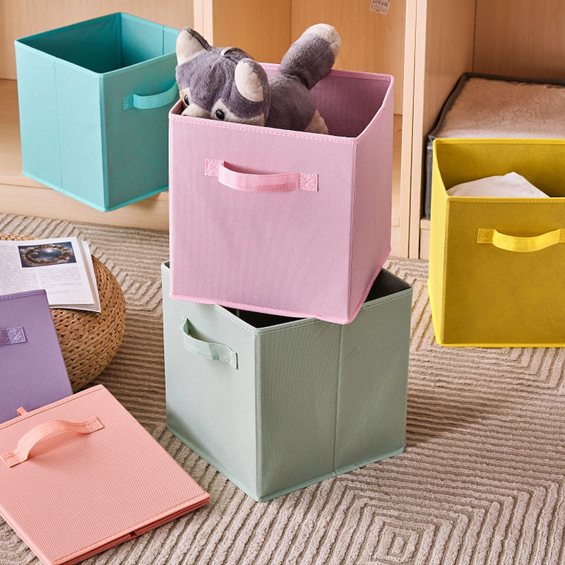 Foldable Storage Cube Basket Bin Collapsible Box Organizer (Pink)