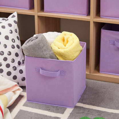 Foldable Storage Cube Basket Bin Collapsible Box Organizer (Purple)