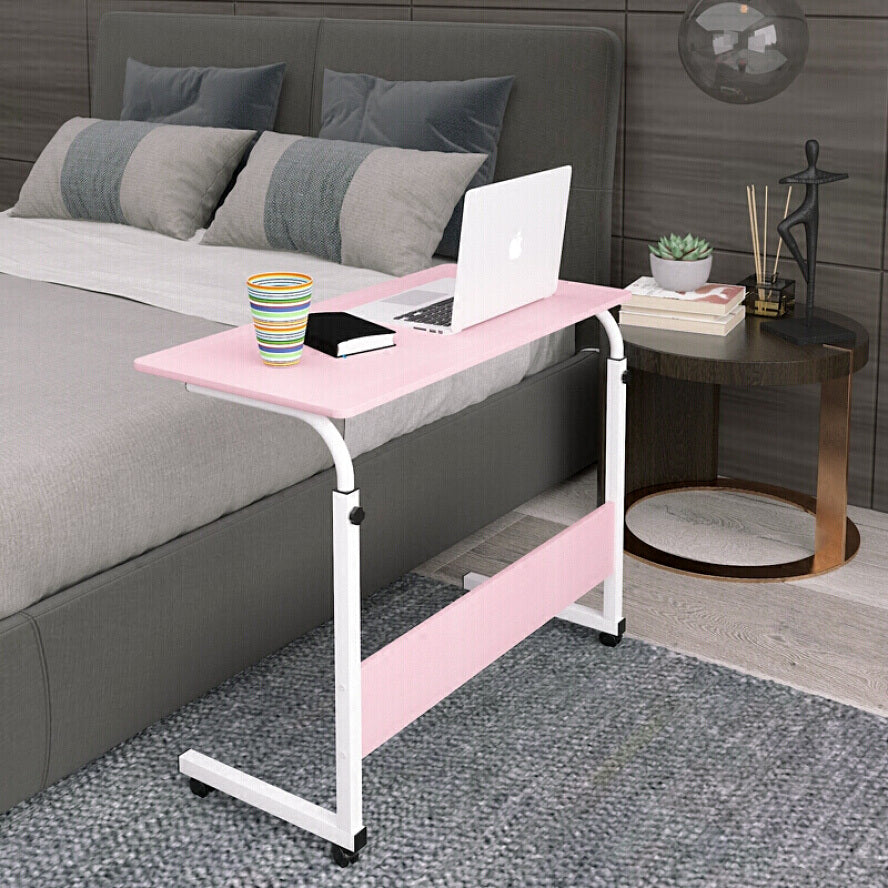 Impact Adjustable Portable Sofa Bed Side Table Laptop Desk with Wheels (Pink)