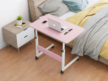 Impact Adjustable Portable Sofa Bed Side Table Laptop Desk with Wheels (Pink)