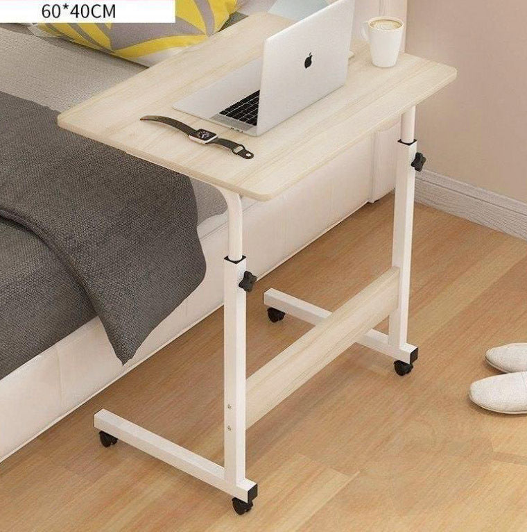 Impact Adjustable Portable Sofa Bed Side Table Laptop Desk with Wheels (White Oak)